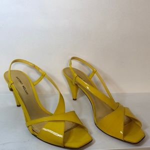 Yellow patent leather heels